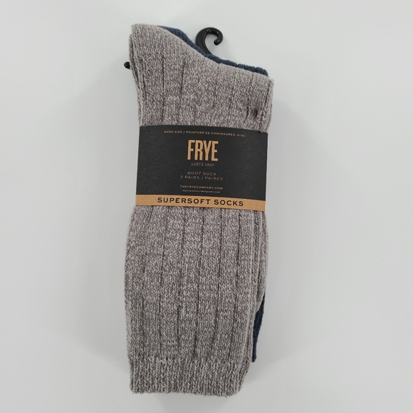 FRYE SUPERSOFT CHUNKY BOOT SOCKS WOMEN GREY NAVY